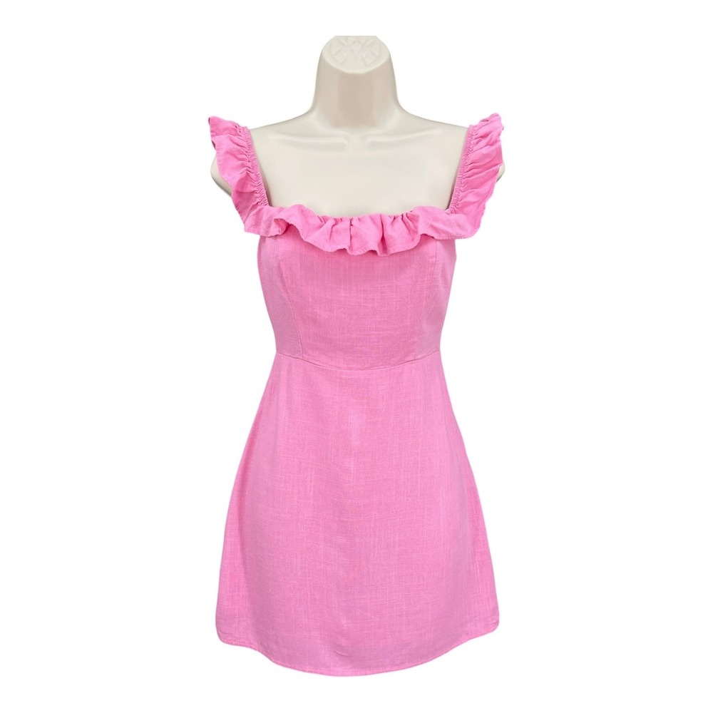 Hello Molly Pink Ruffle Mini Dress